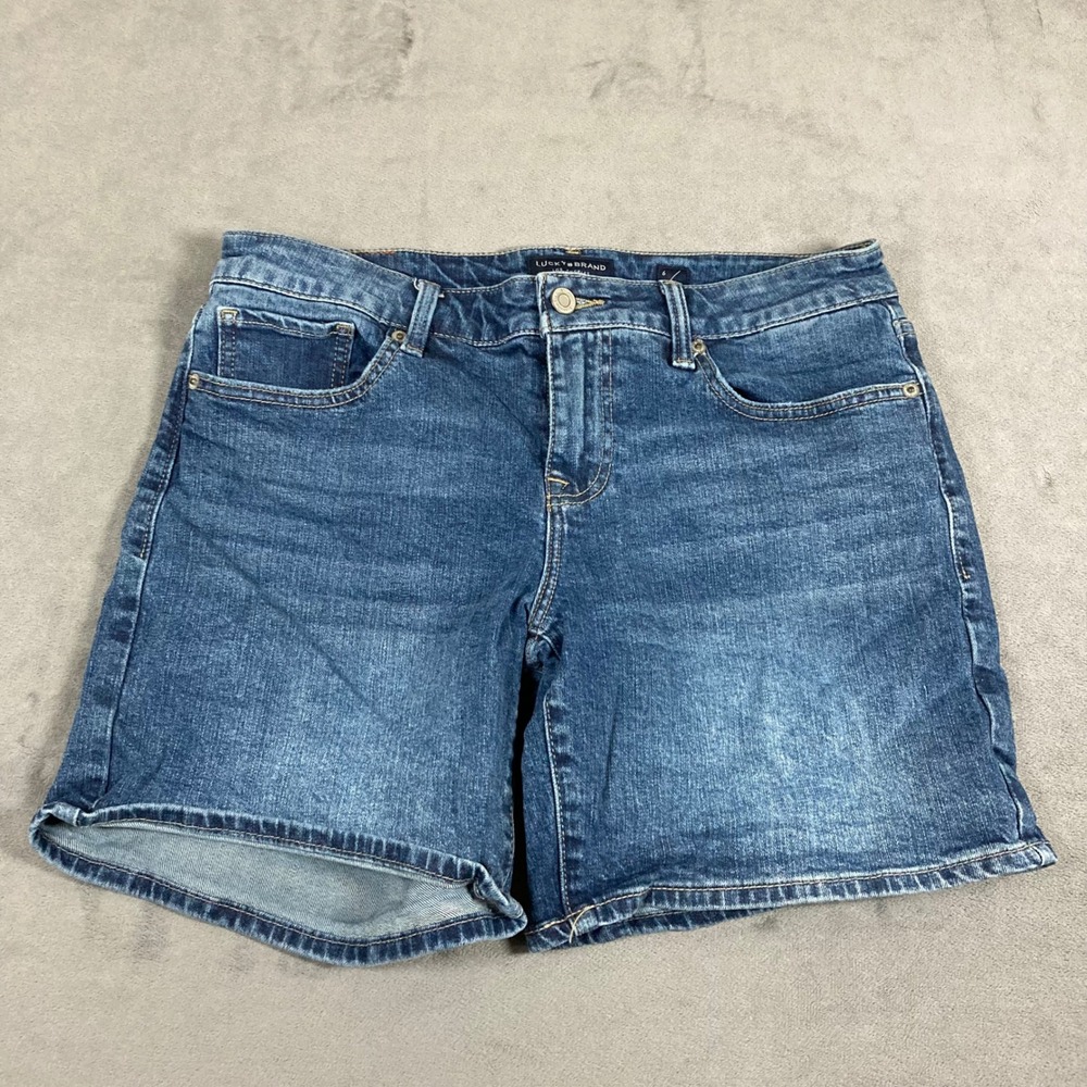 Lucky Brand The Roll Up Blue Denim Shorts Womens Size 6/28 Stretch